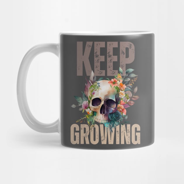 Keep Growing Floral Skull by Tip Top Tee's